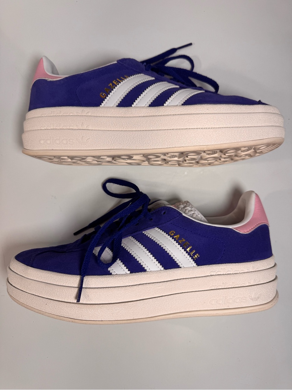Adidas Gazelle Bold Women’s 7.5 IE0419 Purple White Pink Platform Sneakers
